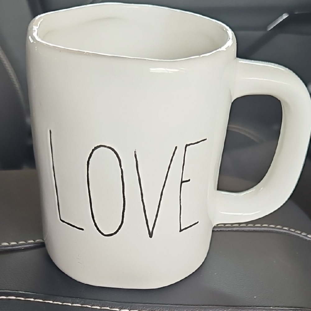 White Ceramic Mug with 'Love' Design